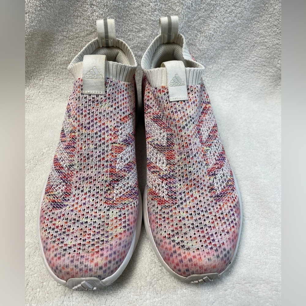 Adidas Pink Rapid Run Laceless Shoes women's size 6 Primeknit City sock